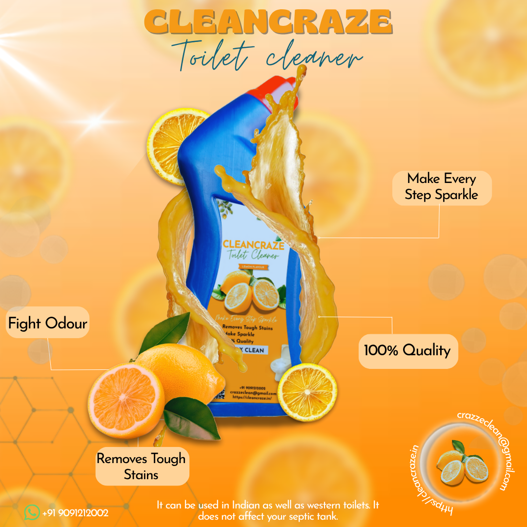 LEANCRAZE Lemon Fresh Toilet Cleaner: Banish dirt, grime, and odors with the invigorating power of CLEANCRAZE! Our advanced formula delivers a deep, sanitary clean while infusing your bathroom with a bright, natural lemon scent. Say goodbye to harsh chemical smells and hello to a sparkling, fresh toilet. CLEANCRAZE: Clean with Zest!